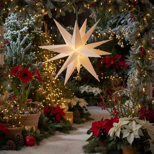 Étoile de Noël LED blanc chaud avec minuterie extérieure 60 cm | Floristik24.be