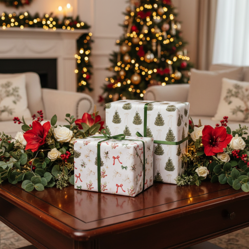 Article Tissu décoratif de Noël, vendu au mètre, largeur 120 cm, 2 pièces