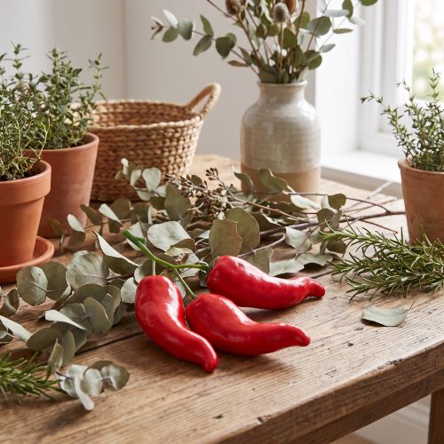 Article Mannequin alimentaire en forme de piment rouge de 9 cm sur la branche
