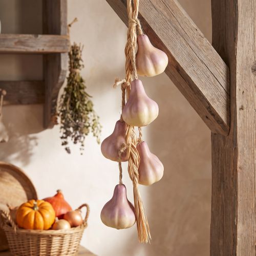 Décoration d'ail à suspendre, artificielle jaune et violette, L50cm | Floristik24.be