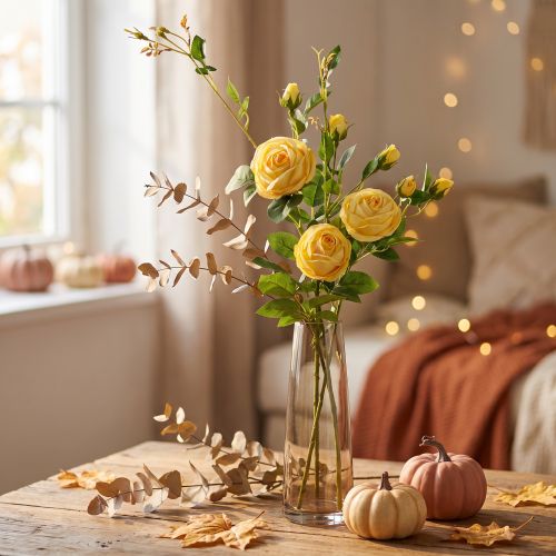 Branche de rose jaune 100cm | Floristik24.be