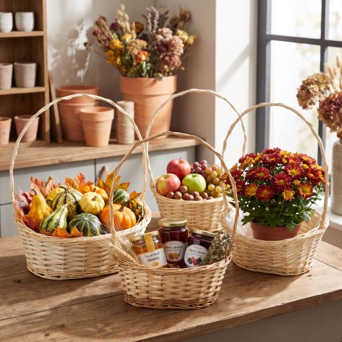 Panier cadeau à anse en osier, tailles variées | Floristik24.be