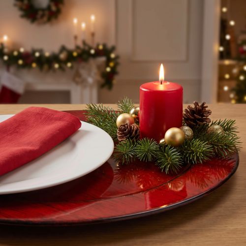 Article Assiette décorative plastique Ø28cm rouge-noir