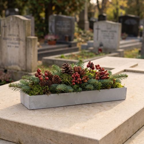Bol carré gris 41,5cm x 10,5cm H5cm | Floristik24.be