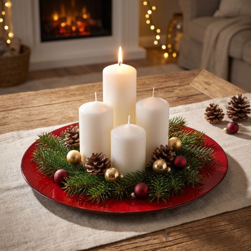Assiette décorative rouge/noir Ø22cm | Floristik24.be