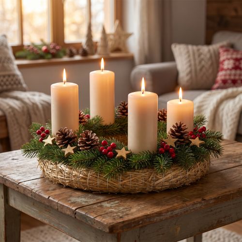 Couronne de paille vierge de 30 cm, lot de 2 pièces pour décoration de l'Avent, couronne de porte à faire soi-même, 30/6 cm, 2 pièces | Floristik24.be