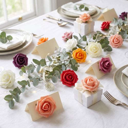 Rose en mousse Ø3,5cm différentes couleurs 48 pcs | Floristik24.be