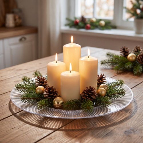 Assiette décorative rainures Plastique Transparent Ø33cm | Floristik24.be