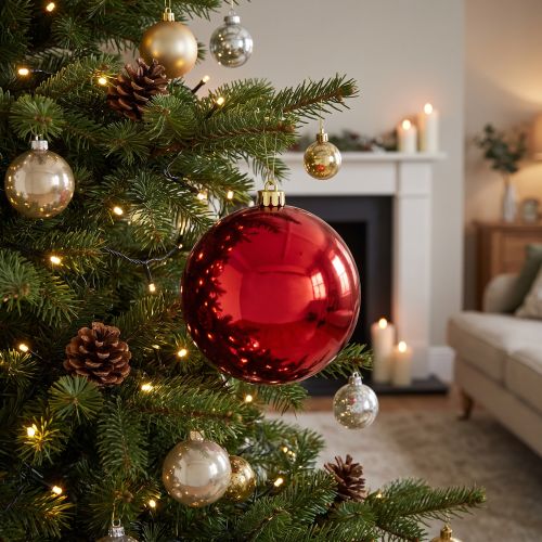 Boule de Noël moyenne en plastique rouge 20cm | Floristik24.be
