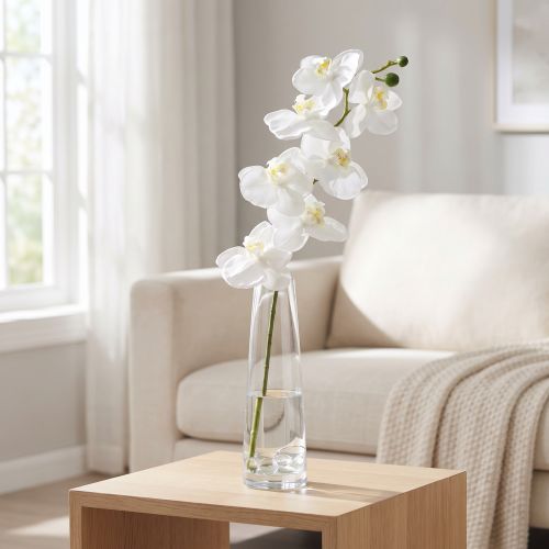 Article Orchidée artificielle fleur artificielle blanche Ø6,5-8cm 77cm