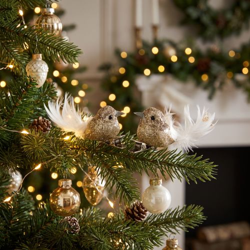 Duo de colombes décoratives clipsables en or - Lot de 4 | Floristik24.be