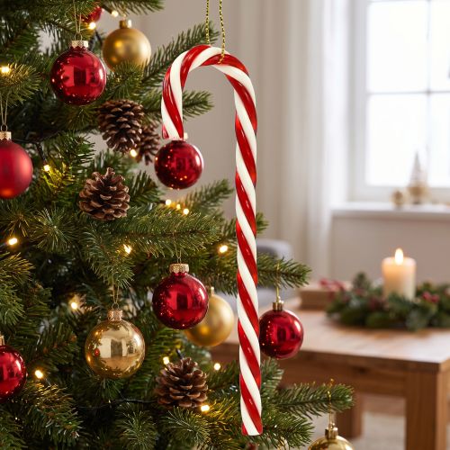 Zuckerstange décorative rouge et blanche à suspendre - Lot de 5 | Floristik24.be