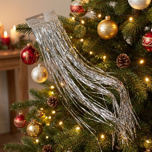 Guirlande de Lametta Argentée pour Décoration de Noël et Fêtes - 50×40 cm | Floristik24.be