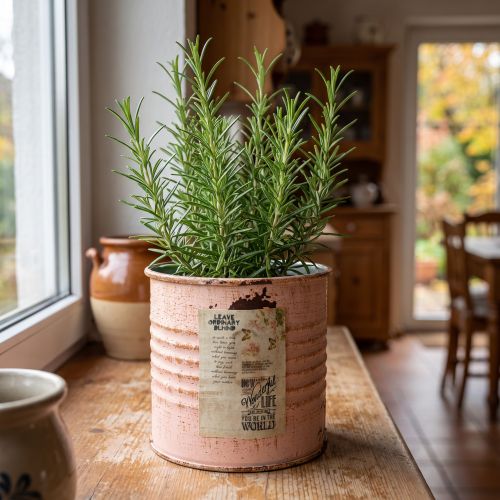 Pot de fleurs décoratif, motif saumon, boîte à herbes en métal, Ø8 cm, H7,5 cm | Floristik24.be