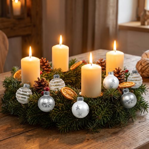 Mini boules de Noël blanc, argent verre véritable Ø3cm 9 pcs | Floristik24.be