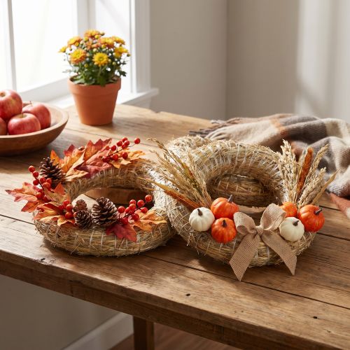 Couronne de paille pour décoration et idées de créations florales, 18 cm, 2 pièces | Floristik24.be