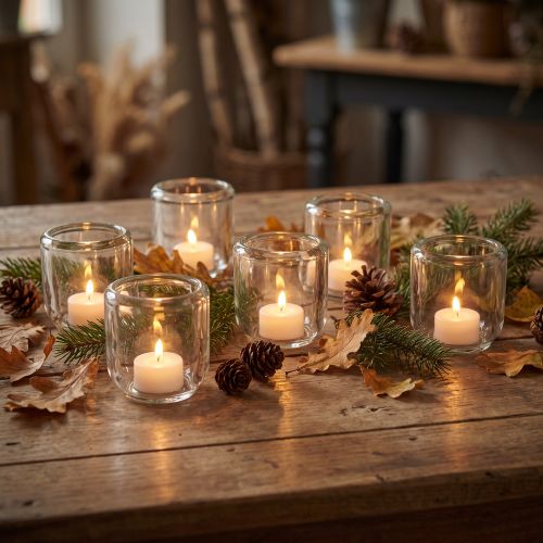 Bougeoir en verre transparent Ø8cm H8cm 6 pcs | Floristik24.be