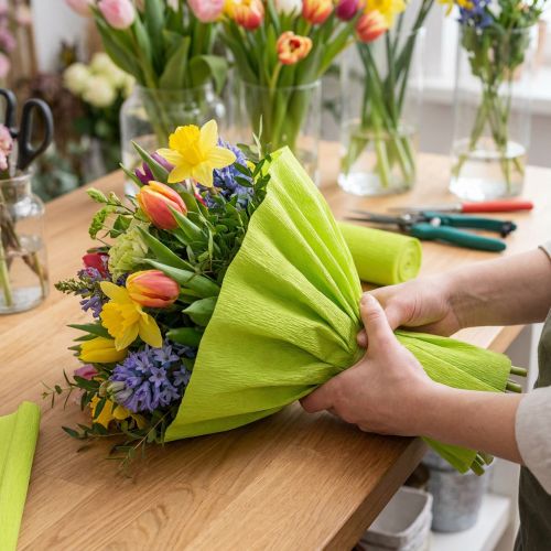 Papier crêpe fleuriste vert de