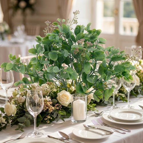 Décoration de mariage branches d'eucalyptus avec fleurs bouquet décoratif vert, rose 26cm | Floristik24.be