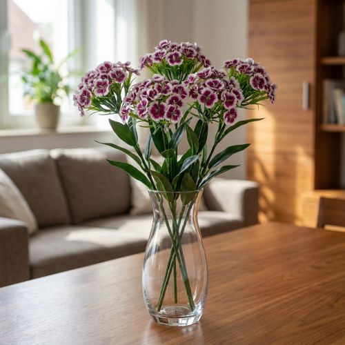Oeillet barbu fleur artificielle oeillet blanc violet 52cm | Floristik24.be