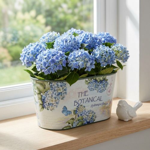 Bol à fleurs ovale hortensias bol en plastique 21,5×12,5cm H11cm | Floristik24.be