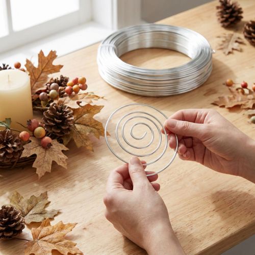 Fil d'aluminium argenté 2 mm, 60 m, 500 g - pour loisirs créatifs, fleuriste, modélisme et création de bijoux | Floristik24.be