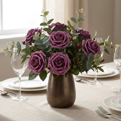 Roses en mousse Ø7,5cm Mauve 18 pcs | Floristik24.be