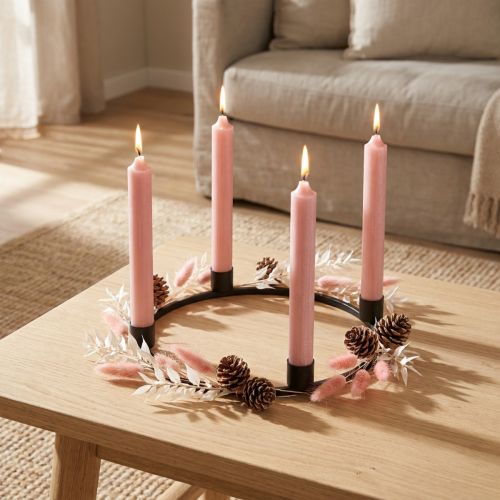 Article Bougies coniques bougies courtes roses pour boucle décorative Ø21/110mm 6 pcs