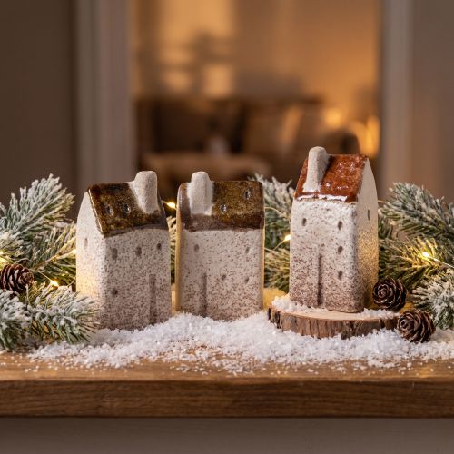 Article Ensemble de maisons miniatures décoratives en céramique, 7 cm, 3 pièces