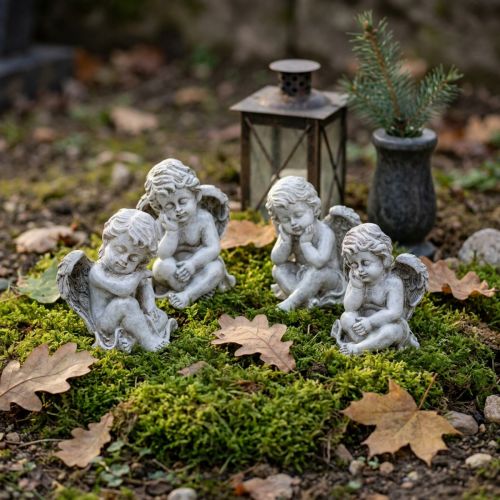 Ange assis gris 11cm 4 pcs | Floristik24.be
