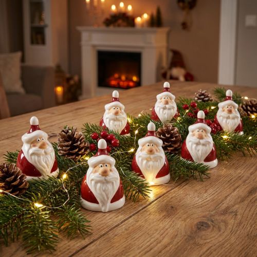 Figurine Père Noël en céramique, rouge et blanc, 6,4 cm – Décoration de Noël festive – 6 pcs | Floristik24.be