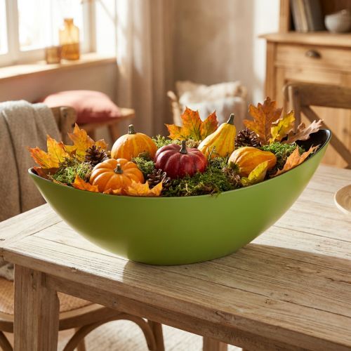 Bol décoratif ovale bateau à plantes vert 38,5x12,5x13cm | Floristik24.be