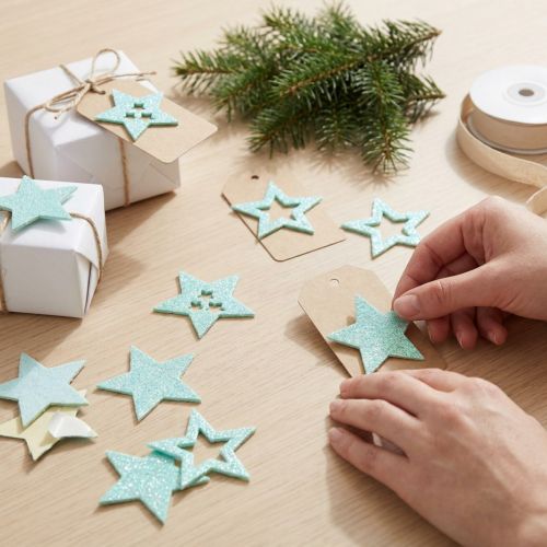 Etoiles décoratives pour travaux manuels Caoutchouc mousse autocollant menthe 4cm 36pcs | Floristik24.be