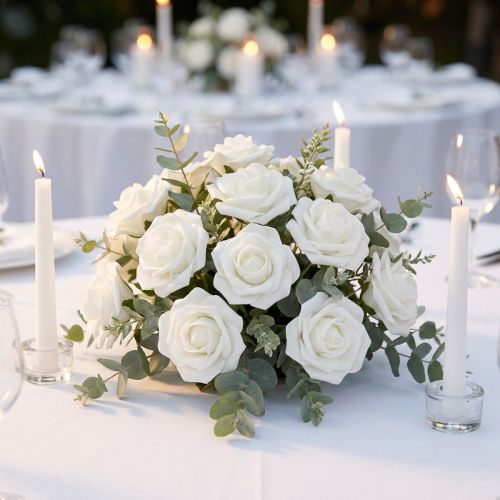 Rose mousse Ø4.5cm blanc 36pcs | Floristik24.be