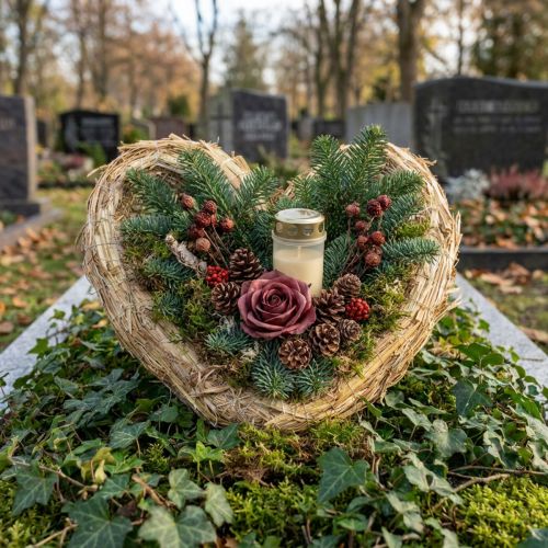 Coussin en paille coeur 22x24cm | Floristik24.be