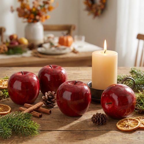 Pommes décoratives rouges, peintes Ø8cm 6 pcs | Floristik24.be