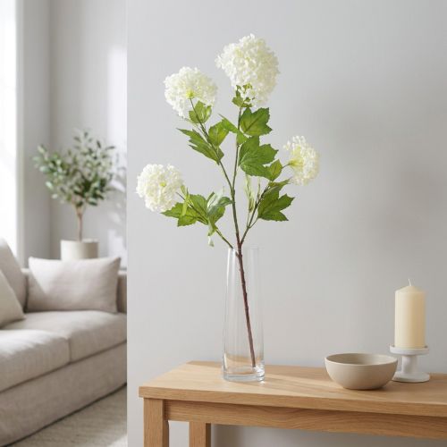 Branche de viorne artificielle boule de neige fleurs blanches L90cm | Floristik24.be