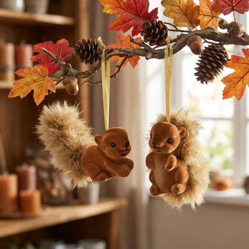 Décoration d'automne, écureuil décoratif à suspendre, marron, lot de 2 | Floristik24.be
