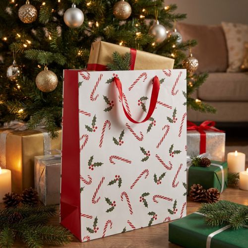 Sac en papier sac cadeau cannes de bonbon 26×10×32cm 2pcs | Floristik24.be