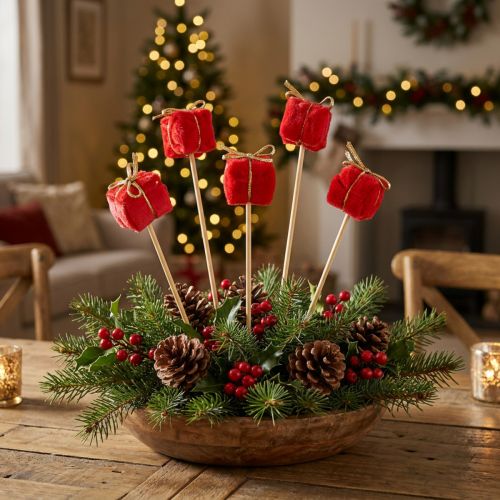 Bouchon de fleur paquet de Noël décoration rouge 2,5 cm 15 pcs | Floristik24.be