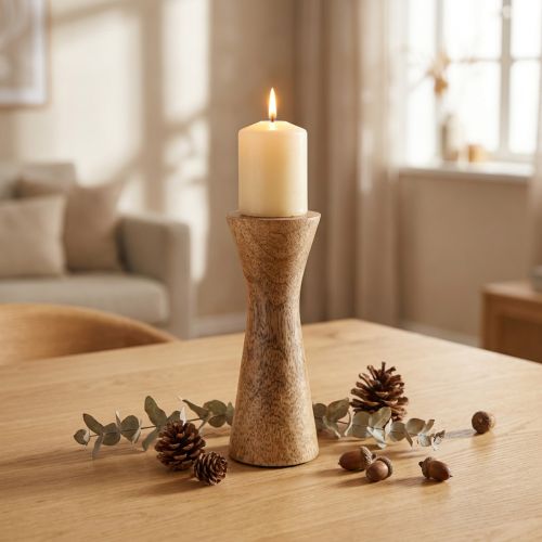 Bougeoir Bougeoir Moderne Bois Naturel Ø6cm H16cm | Floristik24.be