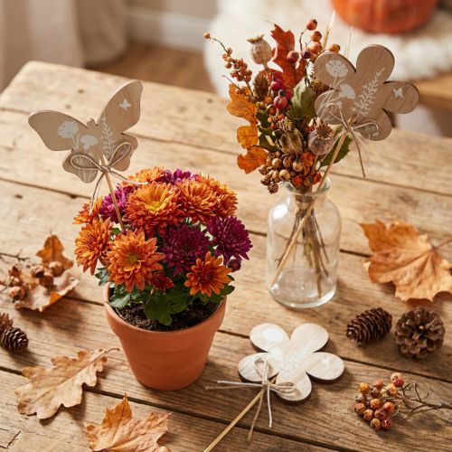 Bouchon à fleurs papillon en bois fleurs décoratives 9cm 12 pcs | Floristik24.be