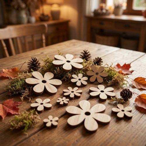 Décoration de table fleurs en bois marron naturel Ø2-6cm 20 pcs | Floristik24.be