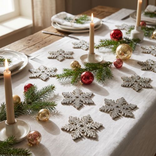 Bois de flocon de neige 4cm or clair avec mica 72 pcs | Floristik24.be