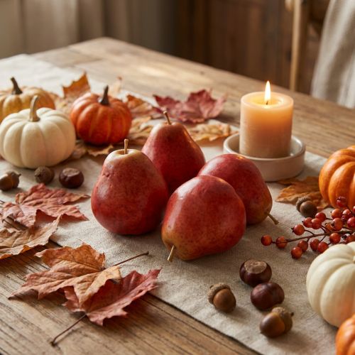 Poires rouges décoratives, Ø 5,5 cm, H 6,5 cm, lot de 12, fruits décoratifs | Floristik24.be