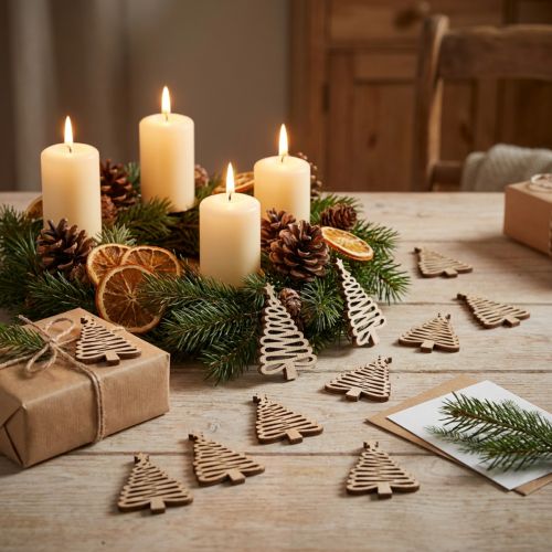 Décoration à disperser sapin de Noël naturel 3x4,5cm 72 pcs | Floristik24.be
