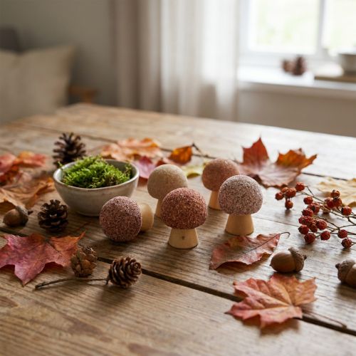 Champignons décoratifs en bois, mini marron, Ø2cm, 24 pièces | Floristik24.be