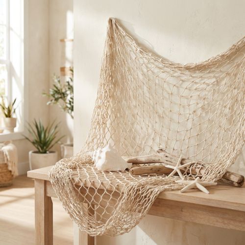 Filet de pêche en macramé, décoration estivale nautique, 85–90 x 100 cm | Floristik24.be