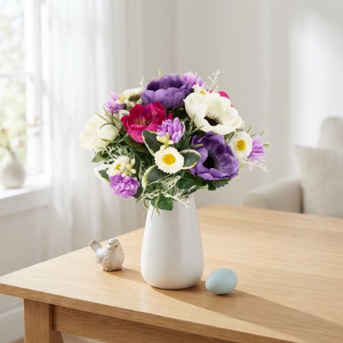 Bouquet de fleurs artificielles d'anémones, décoration printanière, polyvalent et au design moderne, 26 cm | Floristik24.be