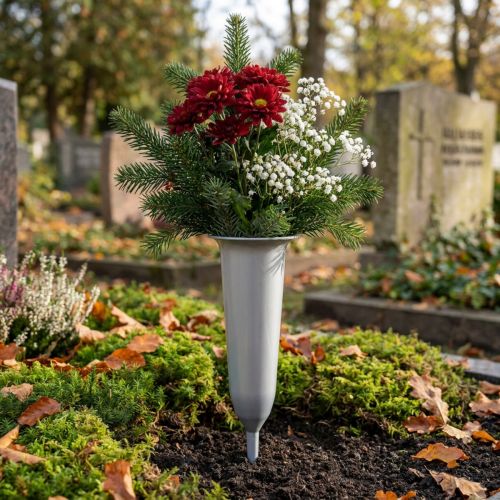 Vase funéraire argent 28,5cm | Floristik24.be